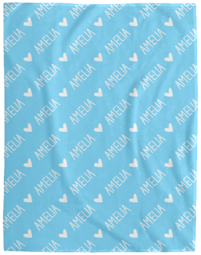 Personalized SnugglePlush™ Fleece Name Blanket - Handwritten Heart Font