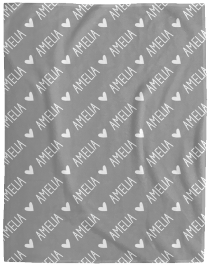 Personalized SnugglePlush™ Fleece Name Blanket - Handwritten Heart Font