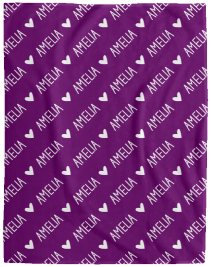 Personalized SnugglePlush™ Fleece Name Blanket - Handwritten Heart Font