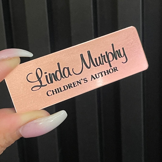 Custom Laser Engraved Rectangular Name Tag Badge - Magnetic
