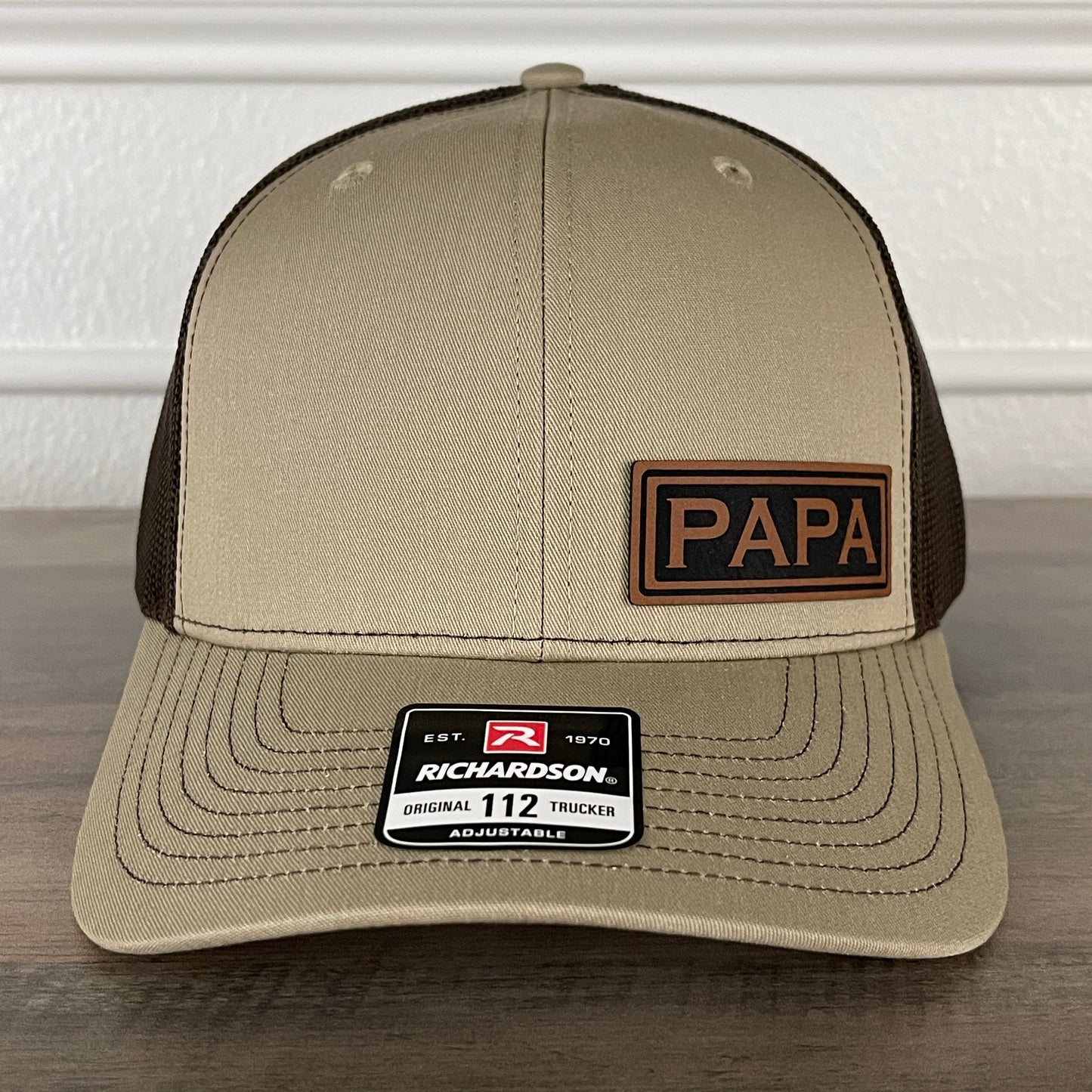 PAPA Side Leather Patch Hat Khaki/Brown