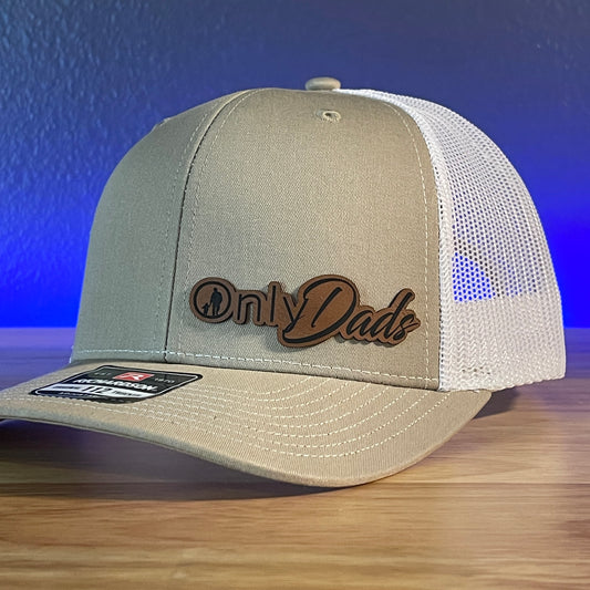 Only Dads Funny Side Leather Patch Hat Khaki/White