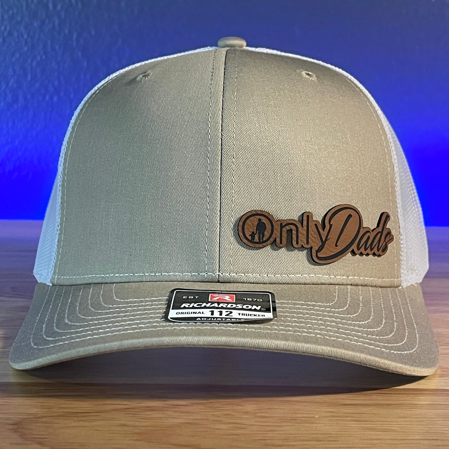 Only Dads Funny Side Leather Patch Hat Khaki/White
