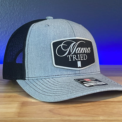 MAMA TRIED Funny Leather Patch Hat Black/Silver