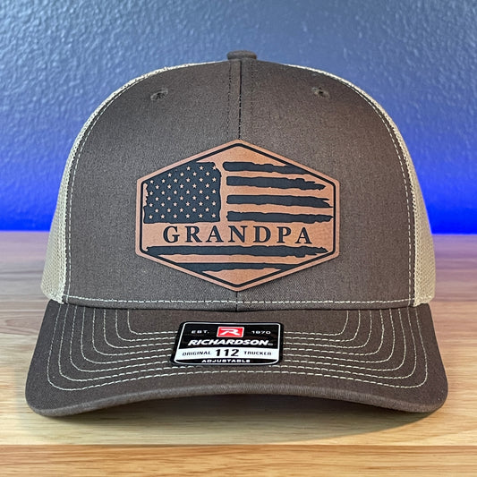 Grandpa American Flag Patriotic SnapBack Patch Hat Grandfather Christmas Gift