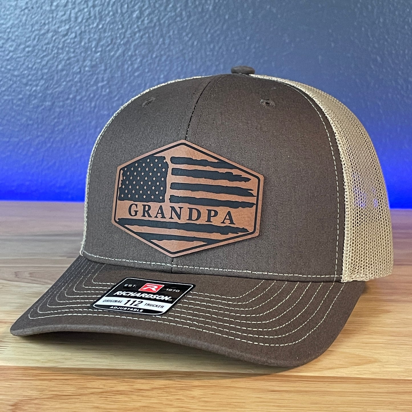 Grandpa American Flag Patriotic SnapBack Patch Hat Grandfather Christmas Gift