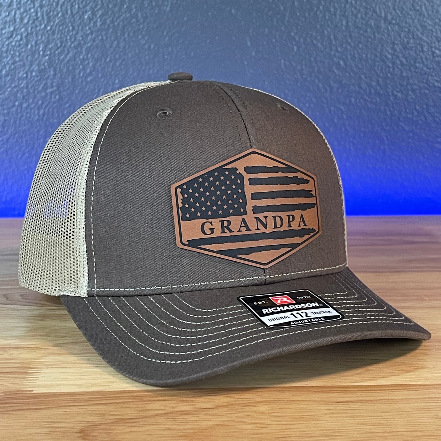 Grandpa American Flag Patriotic SnapBack Patch Hat Grandfather Christmas Gift