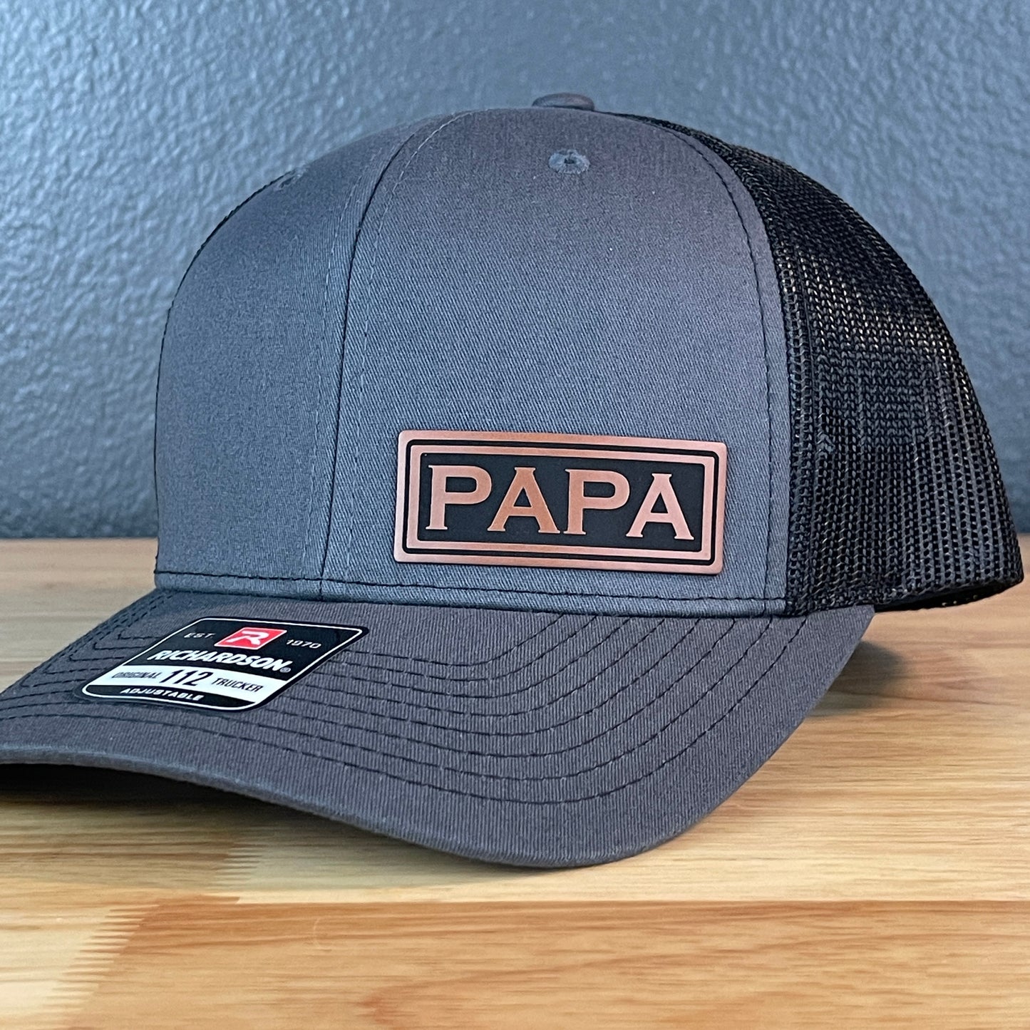 PAPA Side Leather Patch Hat Charcoal/Black