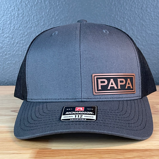 PAPA Side Leather Patch Hat Charcoal/Black