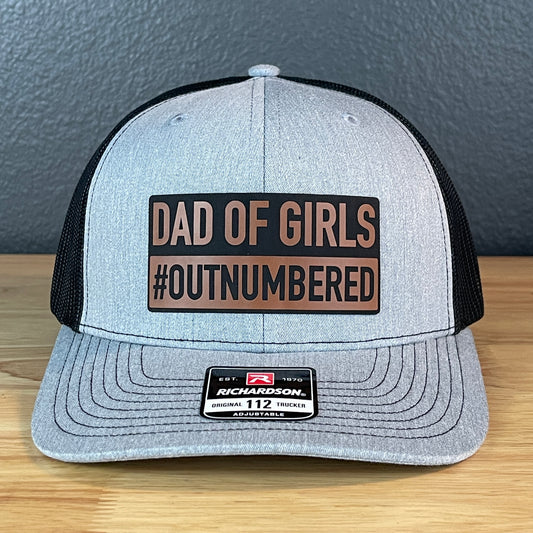 DAD of Girls #OUTNUMBERED Funny Leather Patch Hat