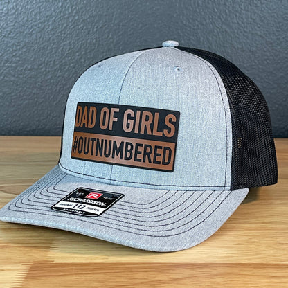 DAD of Girls #OUTNUMBERED Funny Leather Patch Hat