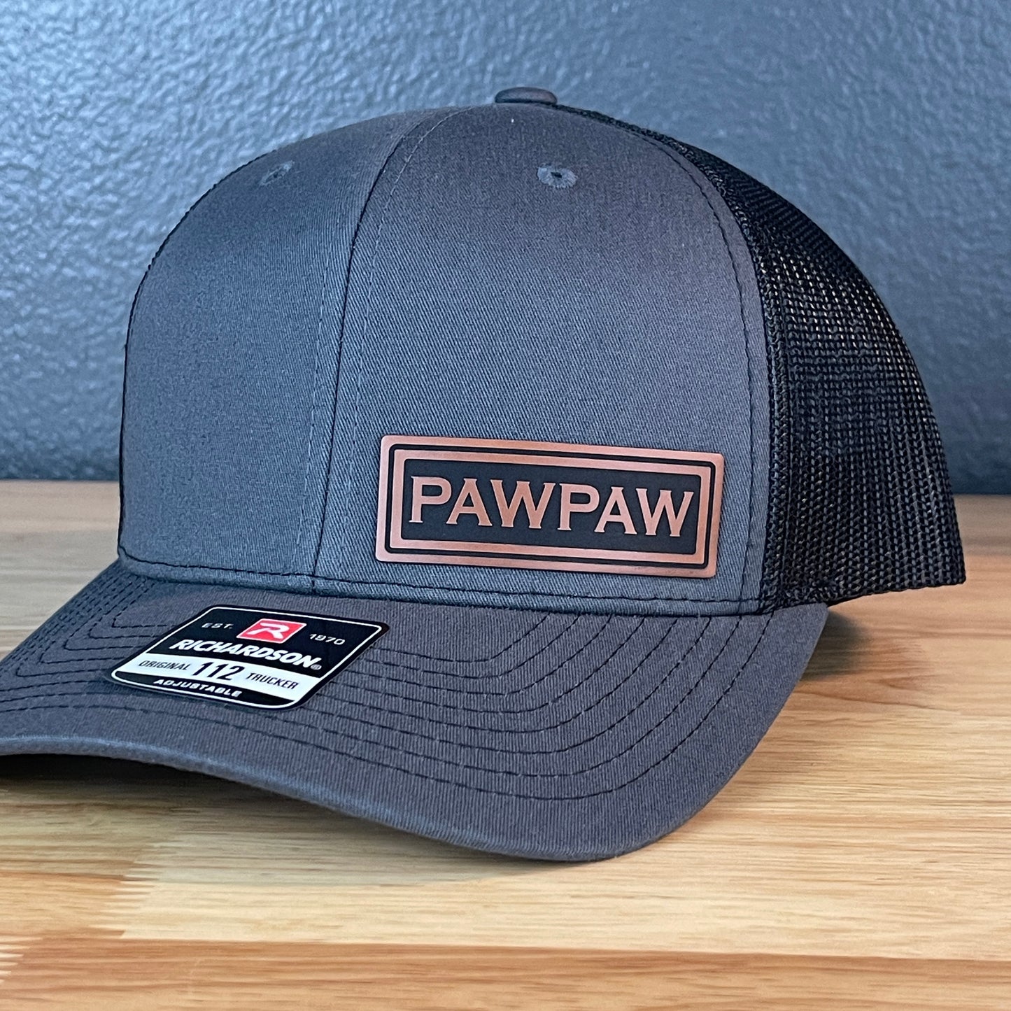 PAWPAW Side Leather Patch Hat Charcoal/Black
