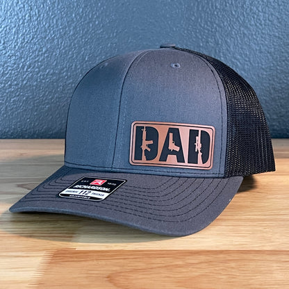 DAD 2A 2nd Amendment Patriotic Leather Patch Hat Charcoal/Black