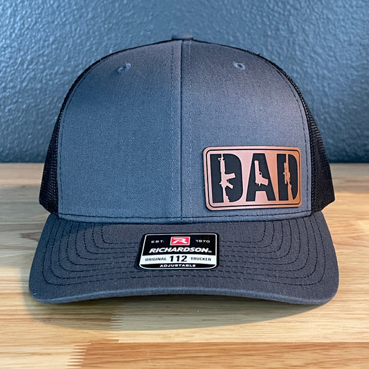 DAD 2A 2nd Amendment Patriotic Leather Patch Hat Charcoal/Black