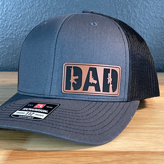 DAD 2A 2nd Amendment Patriotic Leather Patch Hat Charcoal/Black