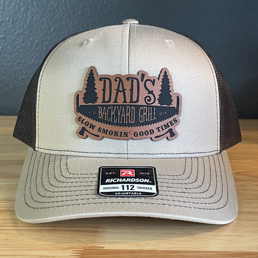 Dad's Backyard Grill BBQ Patch SnapBack Trucker Hat Khaki