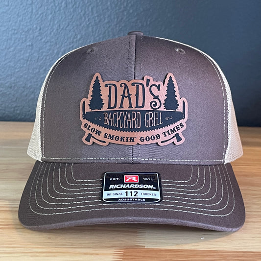 Dad's Backyard Grill BBQ Patch SnapBack Trucker Hat Brown