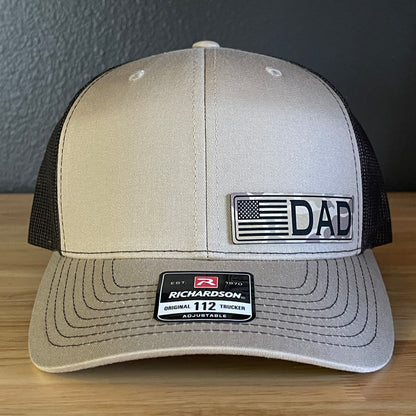 DAD American Flag Duck Camo Patriotic Side Leather Patch Hat Khaki/Brown