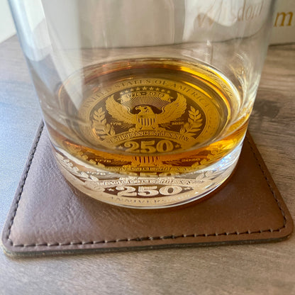 United States 250th Anniversary Engraved Rocks Whiskey Glass, USA Patriotic Gift For Him