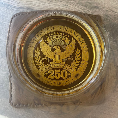 United States 250th Anniversary Engraved Rocks Whiskey Glass, USA Patriotic Gift For Him