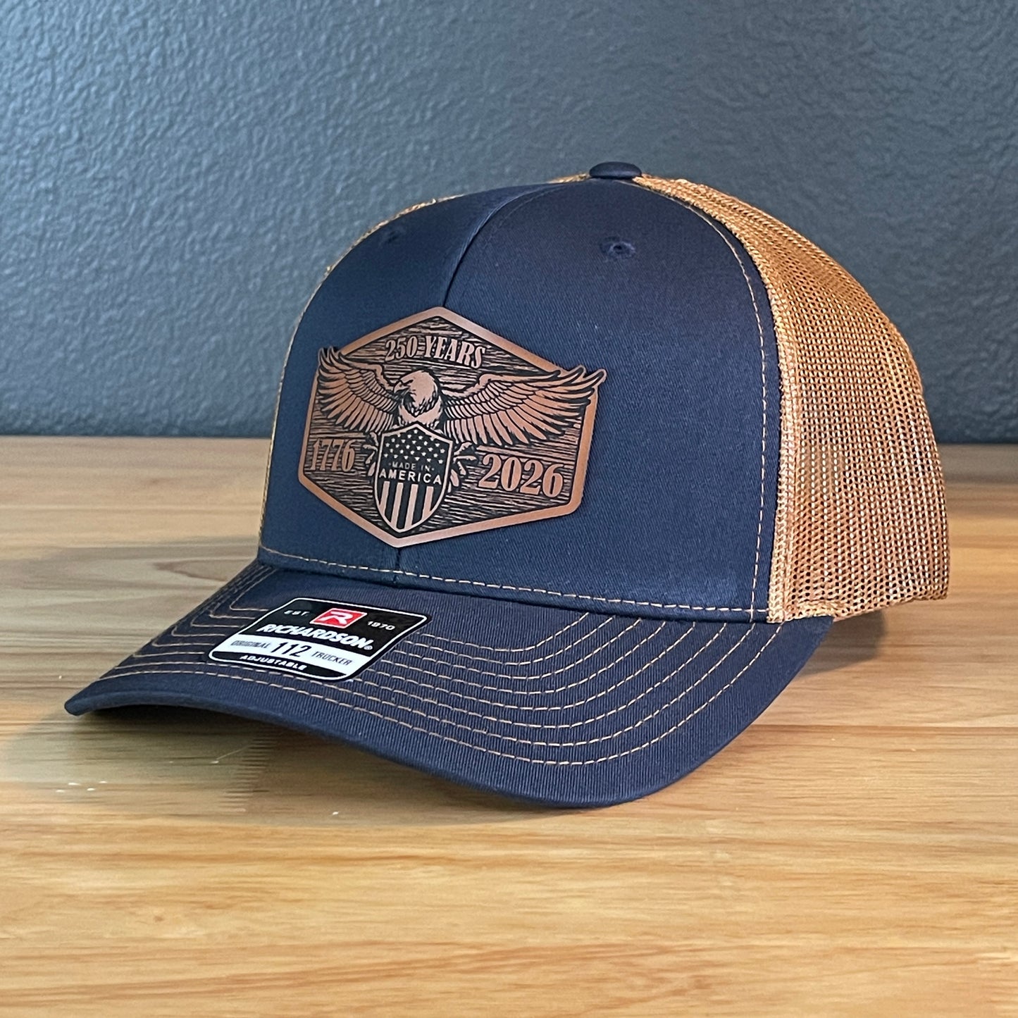 USA 250th Anniversary America 1776-2026 Eagle Patriotic Leather Patch Hat