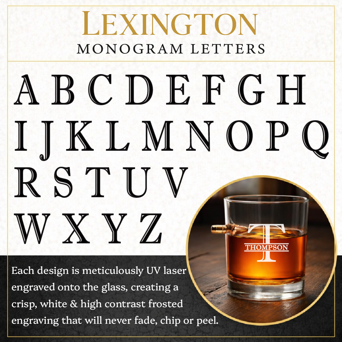 Personalized Engraved .308 Bullet Whiskey Rocks Glass