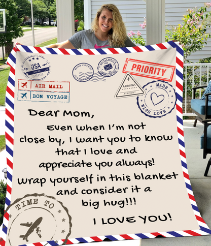 Letter To Mom Airmail SnugglePlush™ Fleece Blanket