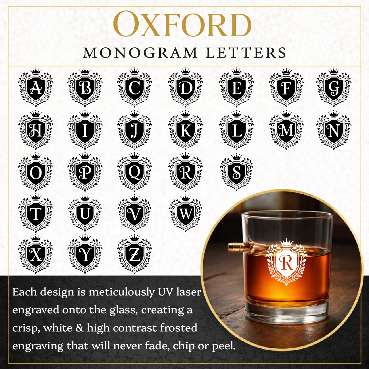 Personalized Engraved .308 Bullet Whiskey Rocks Glass