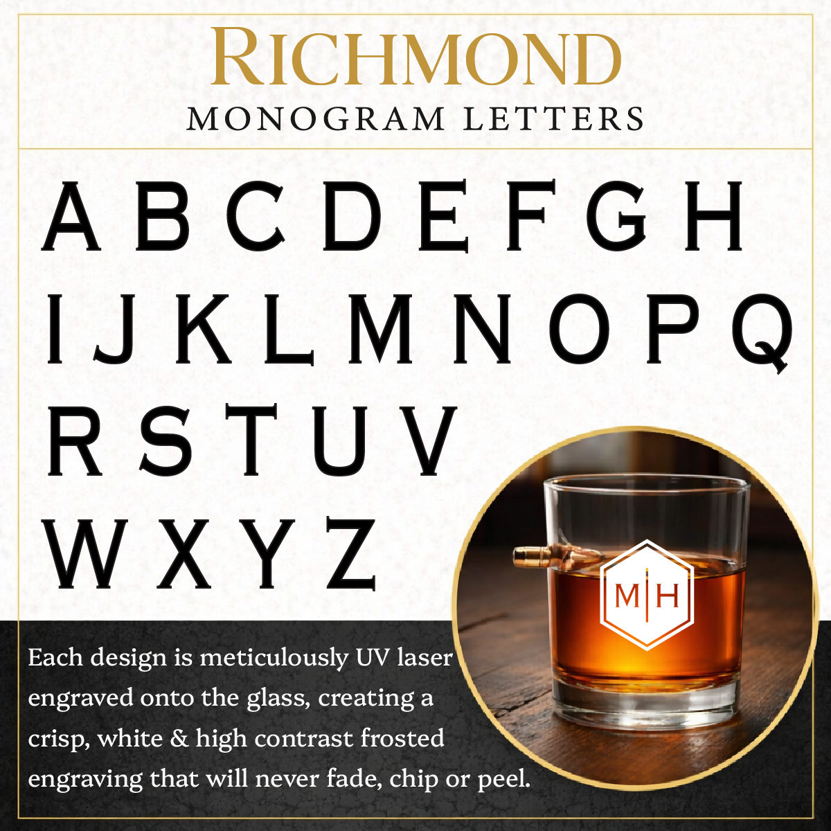 Personalized Engraved .308 Bullet Whiskey Rocks Glass