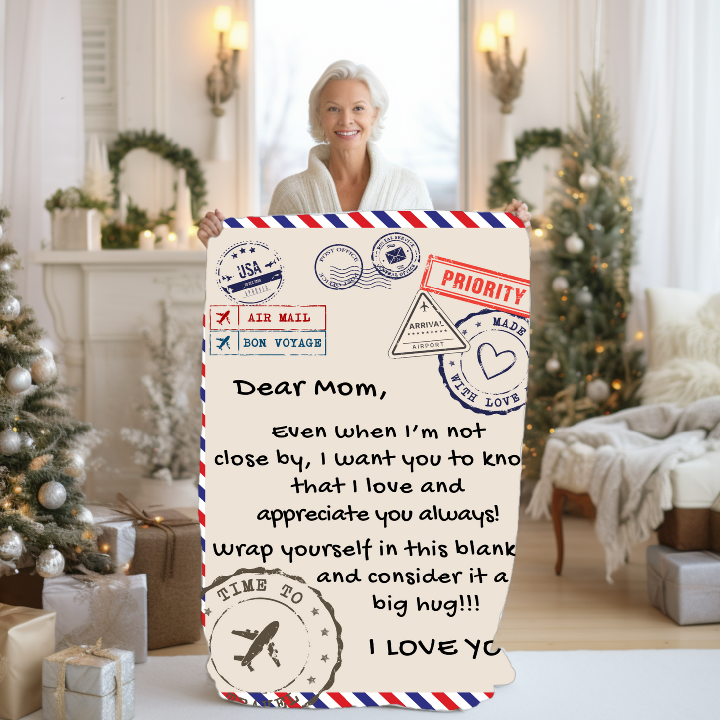 Letter To Mom Airmail SnugglePlush™ Fleece Blanket