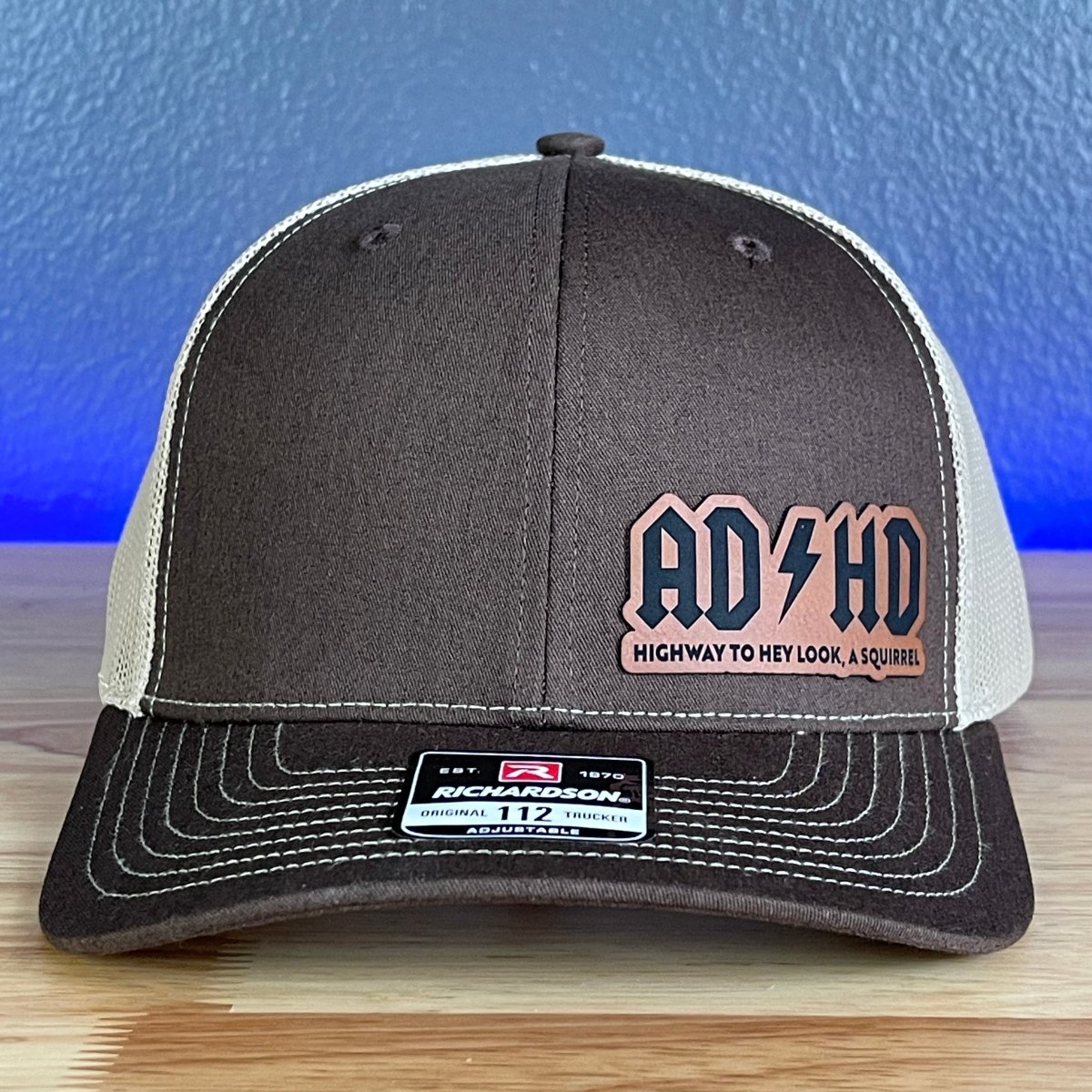 ADHD Hey Look A Squirrel Side Leather Patch Hat Brown – VividEditions