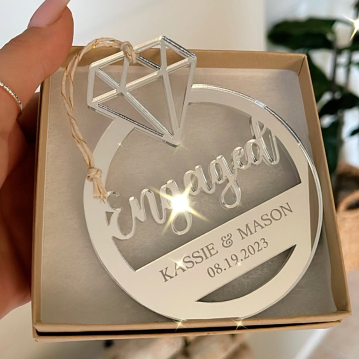 [ALMOST SOLD OUT] First Christmas Engaged Personalized Ring Ornament Ornament - VividEditions