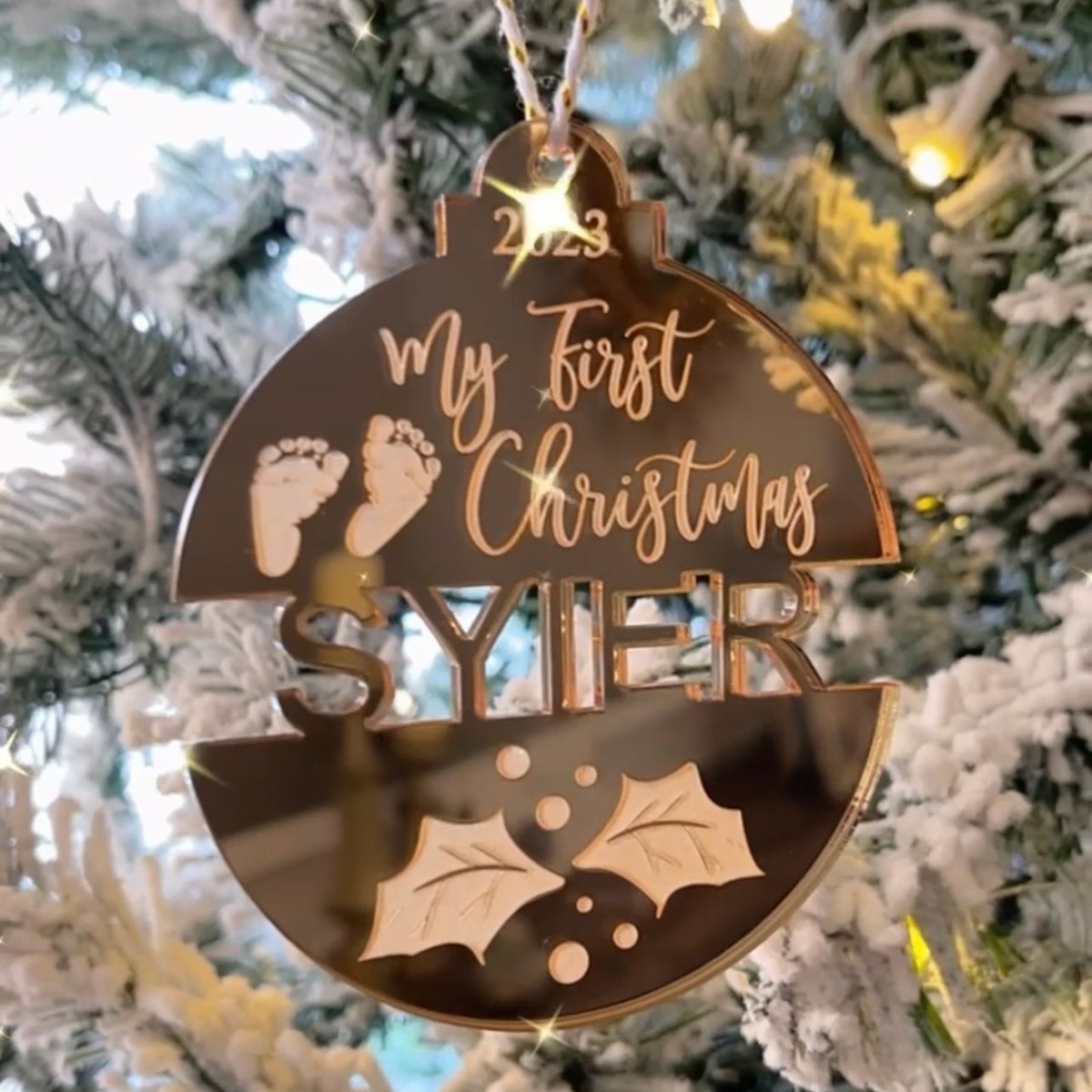 Baby’s First Christmas Split Name Tree Ornament Ornament - VividEditions