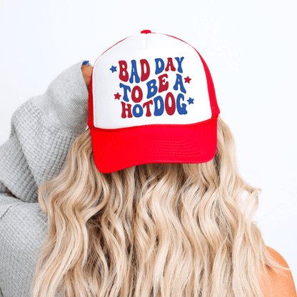 Bad Day To Be A Hot Dog Funny July 4th Summer Classic Foam Trucker Hat Red/White Trucker Hat