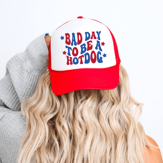 Bad Day To Be A Hot Dog Funny July 4th Summer Classic Foam Trucker Hat Red/White Trucker Hat
