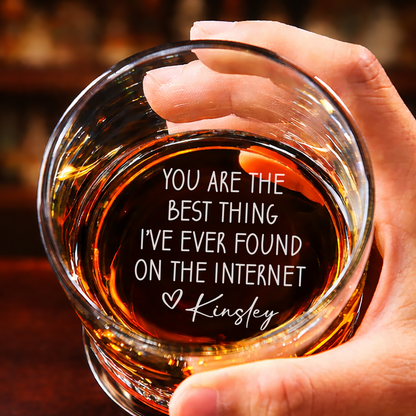Personalized Engraved Whiskey Glass 'Best Thing I Found on the Internet' Funny Bottom Message Rocks Glass