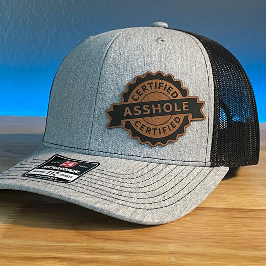 CERTIFIED AS*HOLE Funny Side Leather Patch Hat Patch Hat - VividEditions