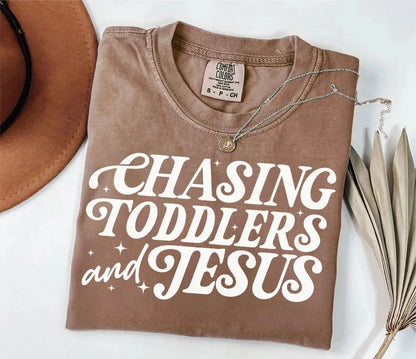 Chasing Toddlers & Jesus Christian Faith Oversized T-Shirt T-Shirt