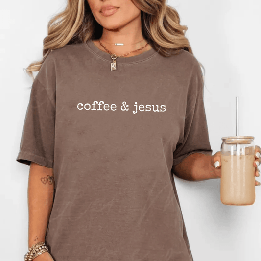 Coffee & Jesus Christian Faith Oversized Graphic T-Shirt T-Shirt