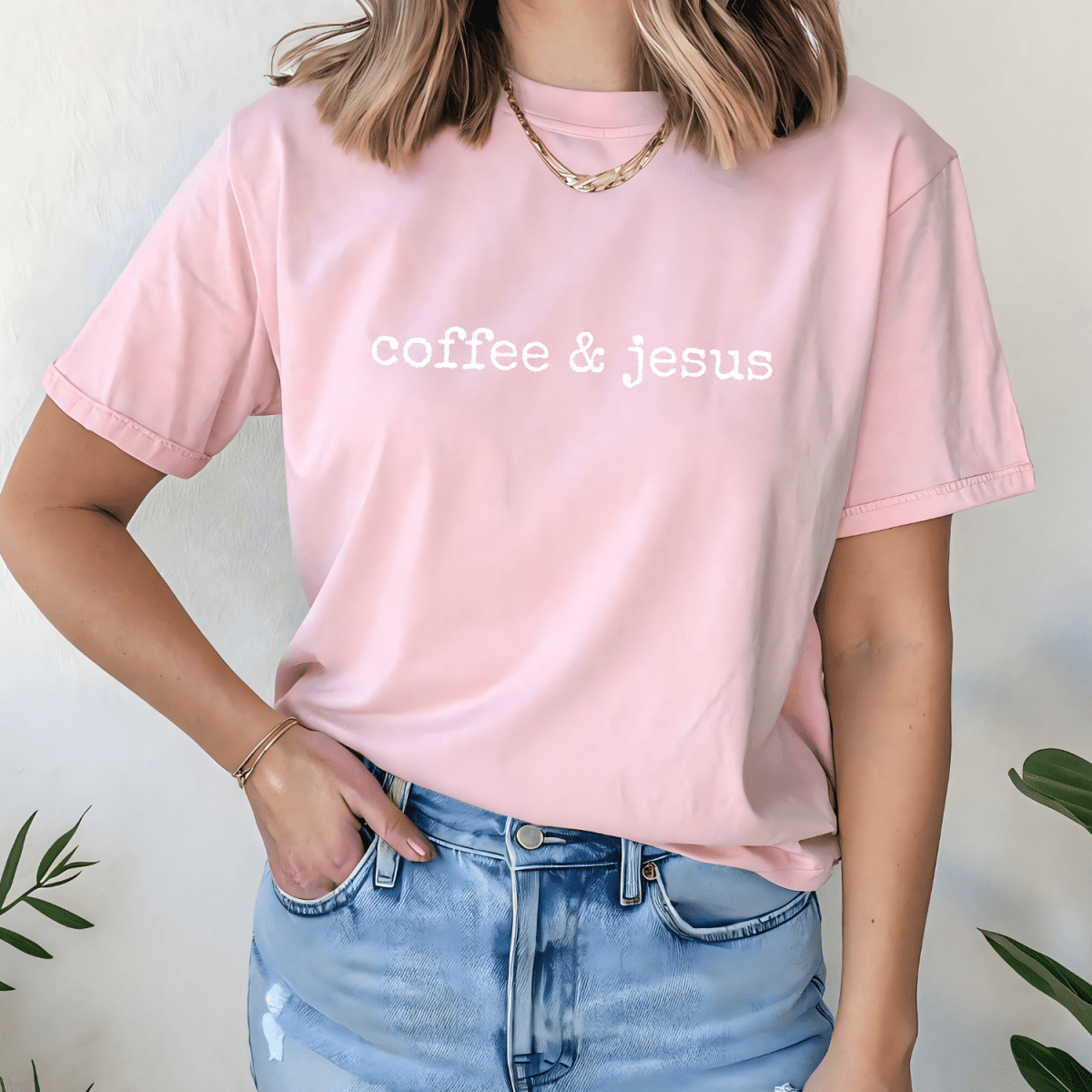 Coffee & Jesus Christian Faith Oversized Graphic T-Shirt T-Shirt