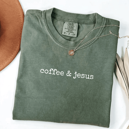 Coffee & Jesus Christian Faith Oversized Graphic T-Shirt T-Shirt