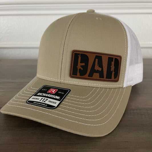 DAD 2A 2nd Amendment Leather Patch Hat Khaki Patch Hat - VividEditions