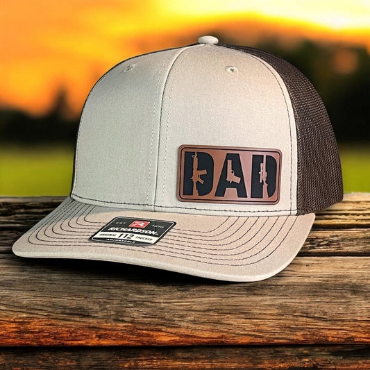 DAD 2A 2nd Amendment Patriotic Leather Patch Hat Khaki/Brown Patch Hat