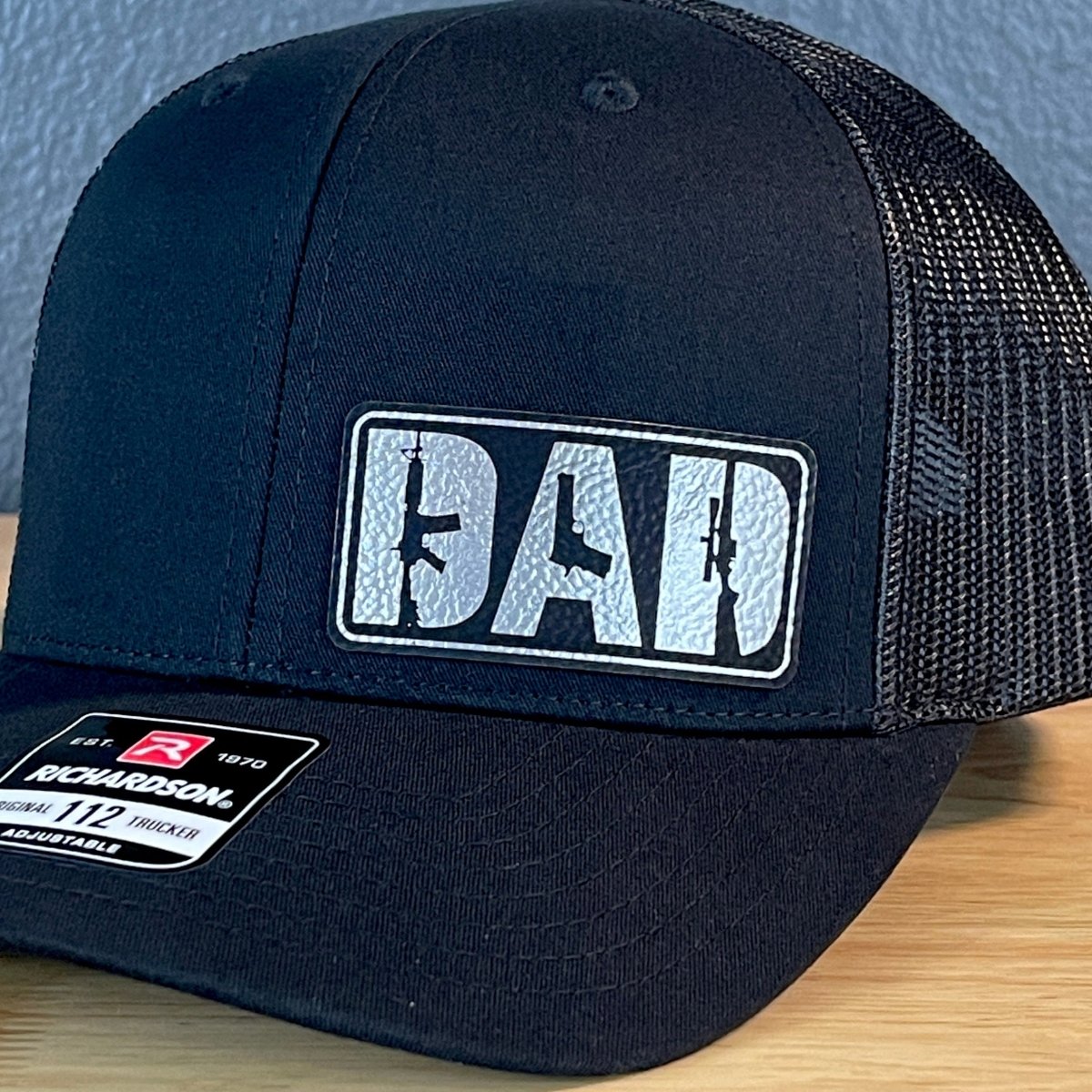 DAD 2A 2nd Amendment Patriotic Side Leather Patch Hat Blk/Silv Patch Hat