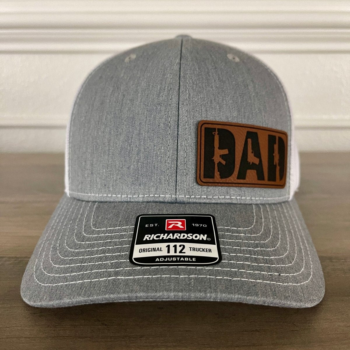 DAD 2A 2nd Amendment Side Leather Patch Hat Grey/White Patch Hat - VividEditions