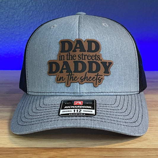 Dad in the Streets, Daddy in the Sheets Leather Patch Hat Patch Hat - VividEditions