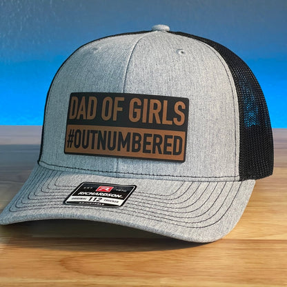 DAD of Girls #OUTNUMBERED Funny Leather Patch Hat Patch Hat - VividEditions