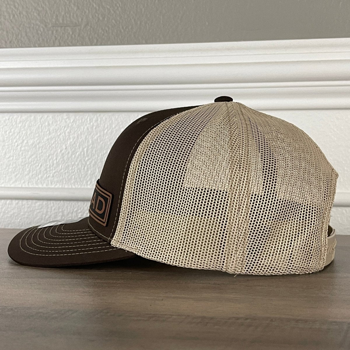 DAD Side Leather Patch Hat Brown Patch Hat - VividEditions