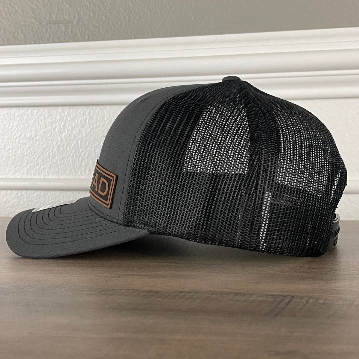 DAD Side Leather Patch Hat Charcoal/Black Patch Hat - VividEditions