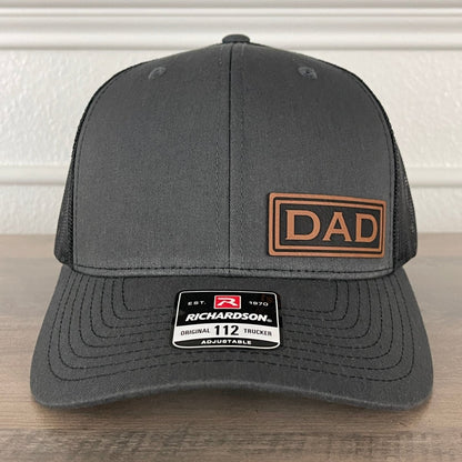 DAD Side Leather Patch Hat Charcoal/Black Patch Hat - VividEditions